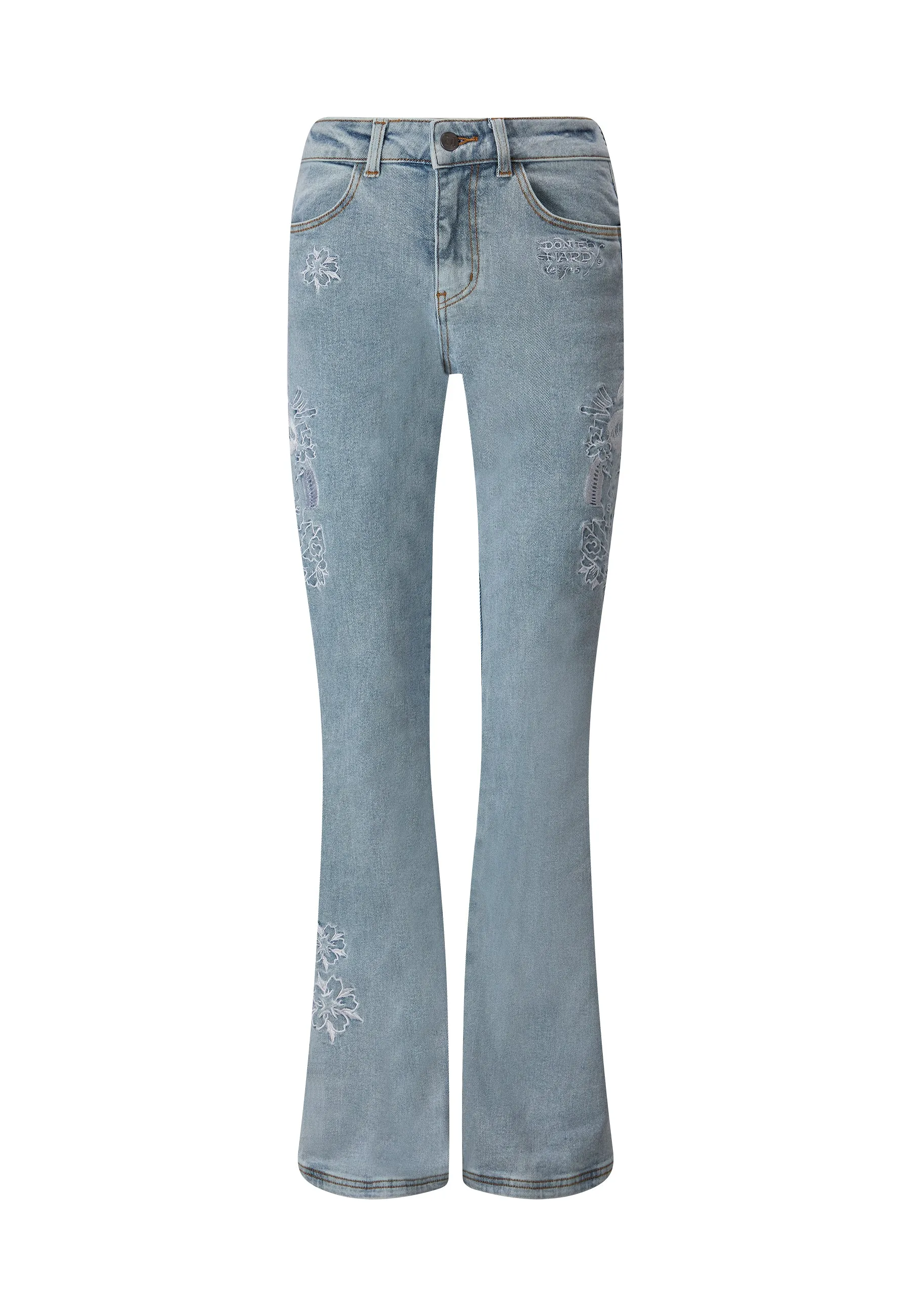 Womens Geisha Mirror Flared Denim Trousers Jeans - Blue