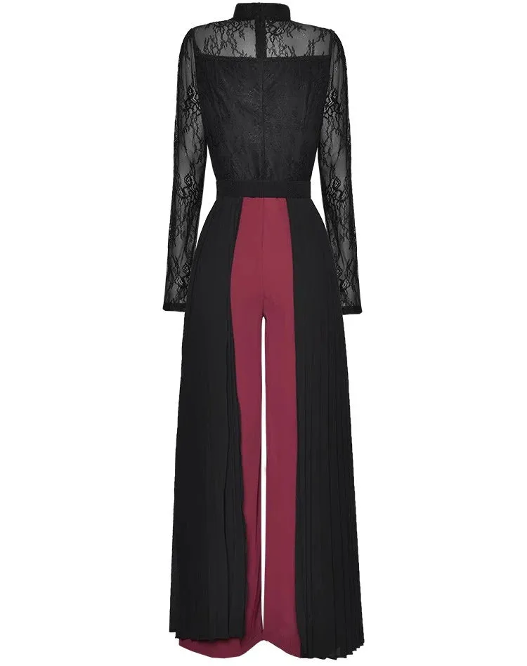 Women's Luxe Mesh Pleated Wide Leg Jumpsuit