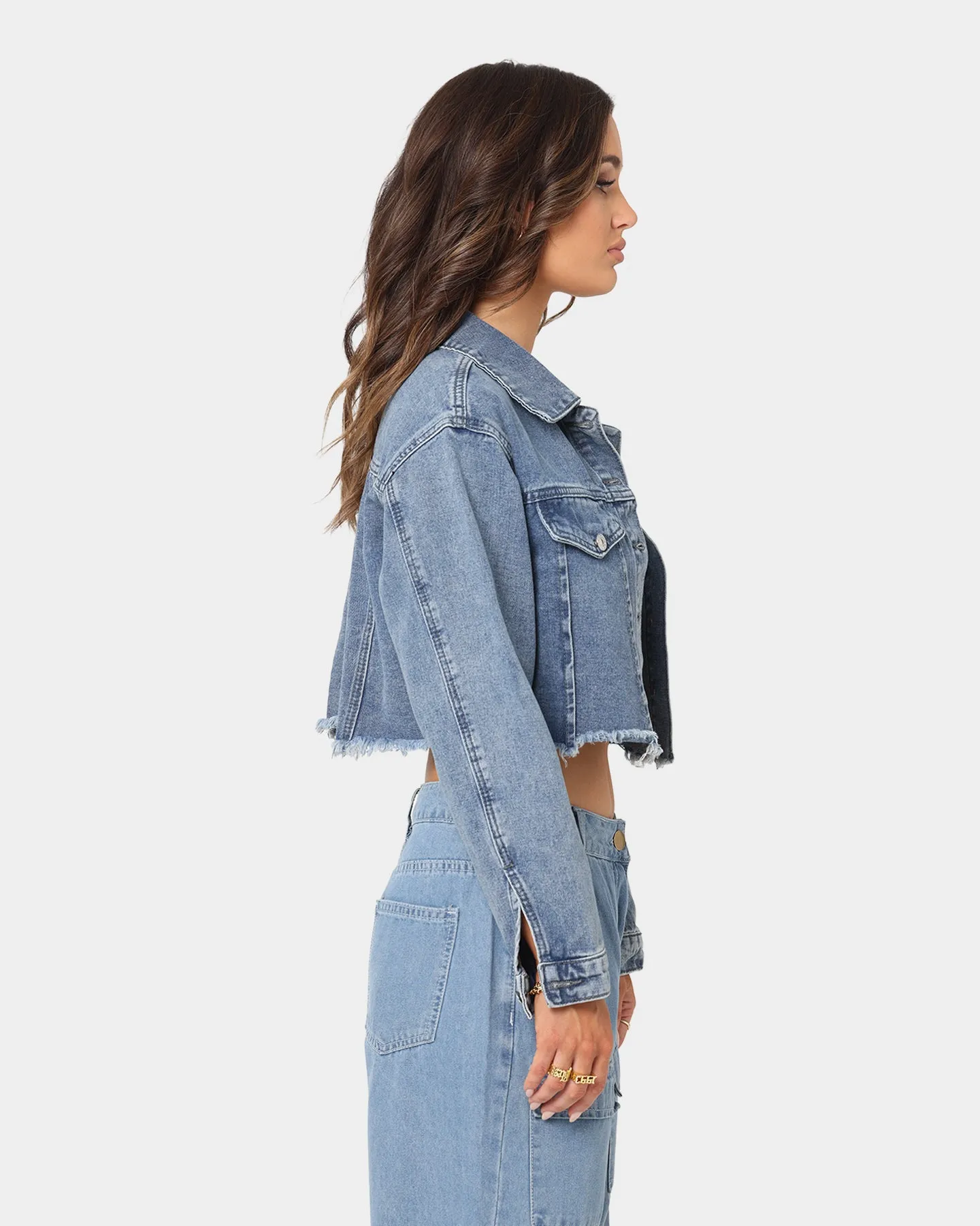 XXIII Women's Cropped Denim Jacket Blue