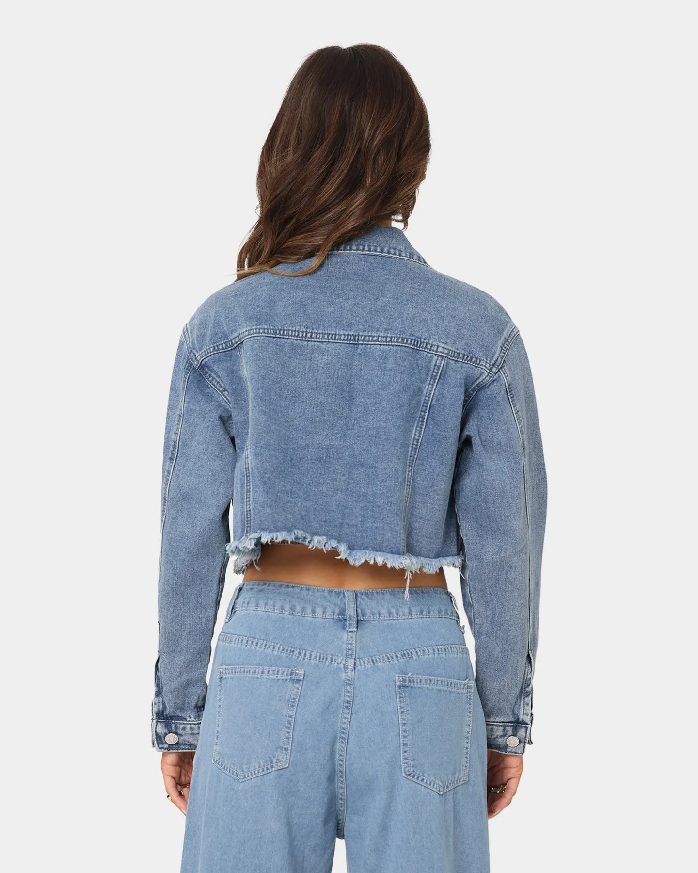 XXIII Women's Cropped Denim Jacket Blue